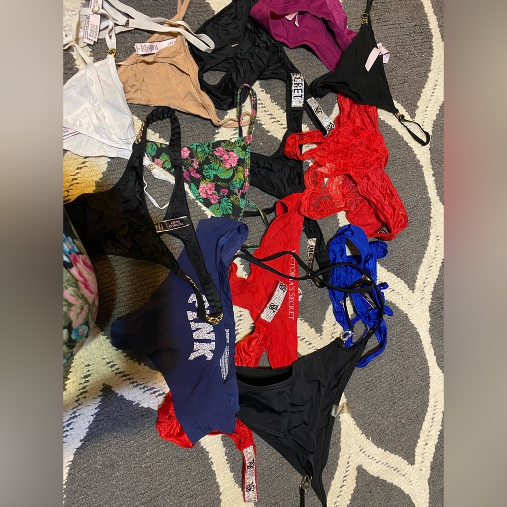 Lot of 15 Victoria Secret Panties and one Bikini bottoms and Victoria secret bag